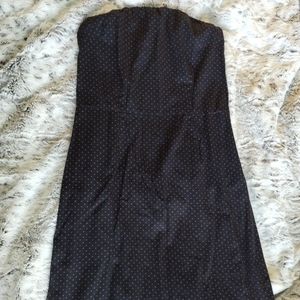 Rockabilly Pin Up Black Red Polka Dot Strapless Dress